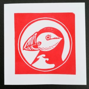 tory island puffin card red