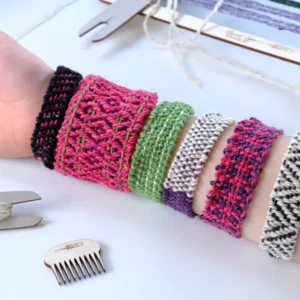 Bracelet weaving kits - wooden Rocket Loom - Irish spun pure wool yarn