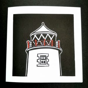 fanad ligthhouse lino cut black