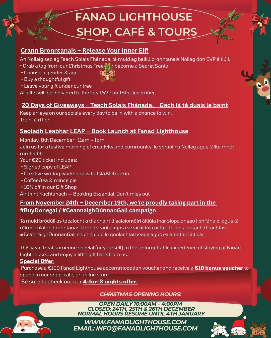 Christmas Opening Hours and Events at the Lighthouse